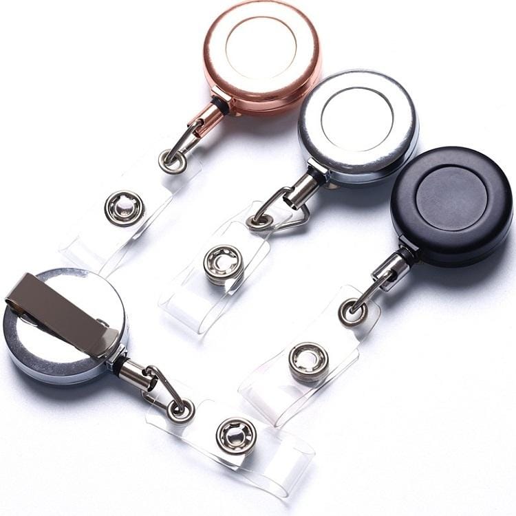 2 PCS Zinc Alloy Easy to Pull Buckle Key Chain Back Clip Type Anti Theft Telescopic Buckle (Black)