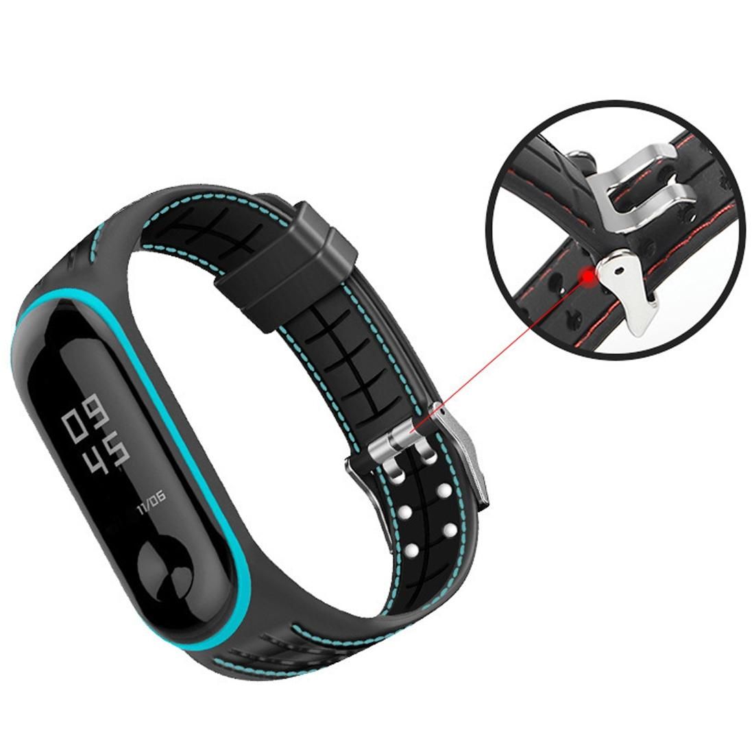 For Xiaomi Mi Band 4 / 3 Silicone Two-color Thread Replacement Strap Watchband, Style:Honeycomb Texture (Blue)