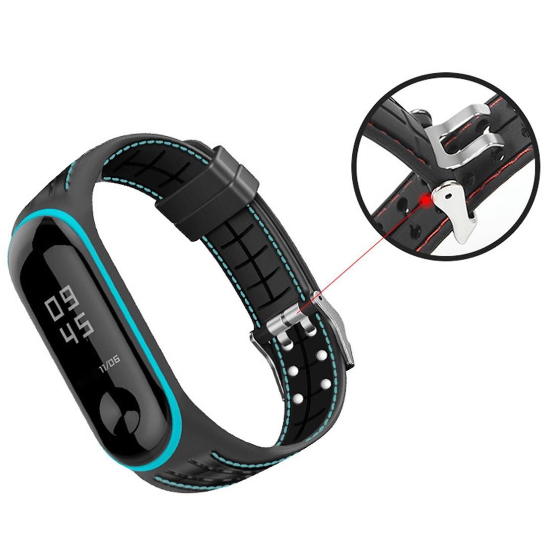 For Xiaomi Mi Band 4 / 3 Silicone Two-color Thread Replacement Strap Watchband, Style:Honeycomb Texture (Black)