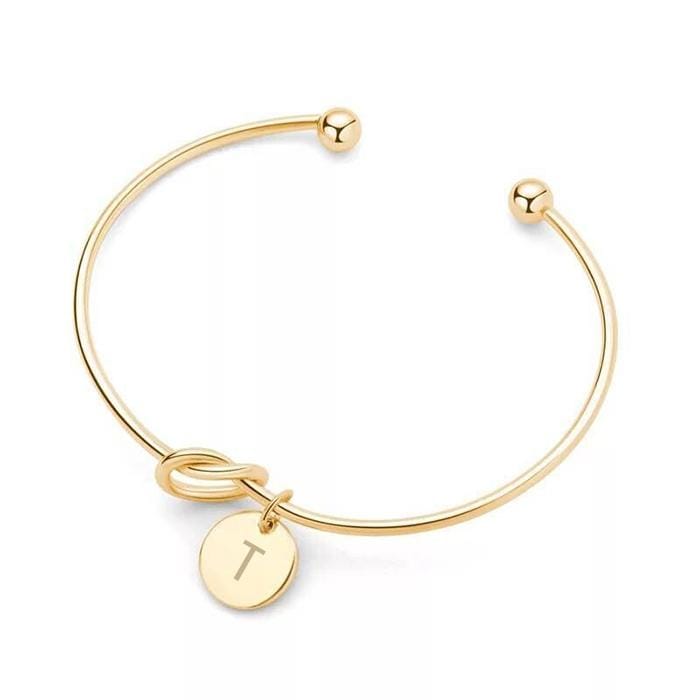 10 PCS Alloy Letter T Bracelet Snake Chain Charm Bracelet (Gold)
