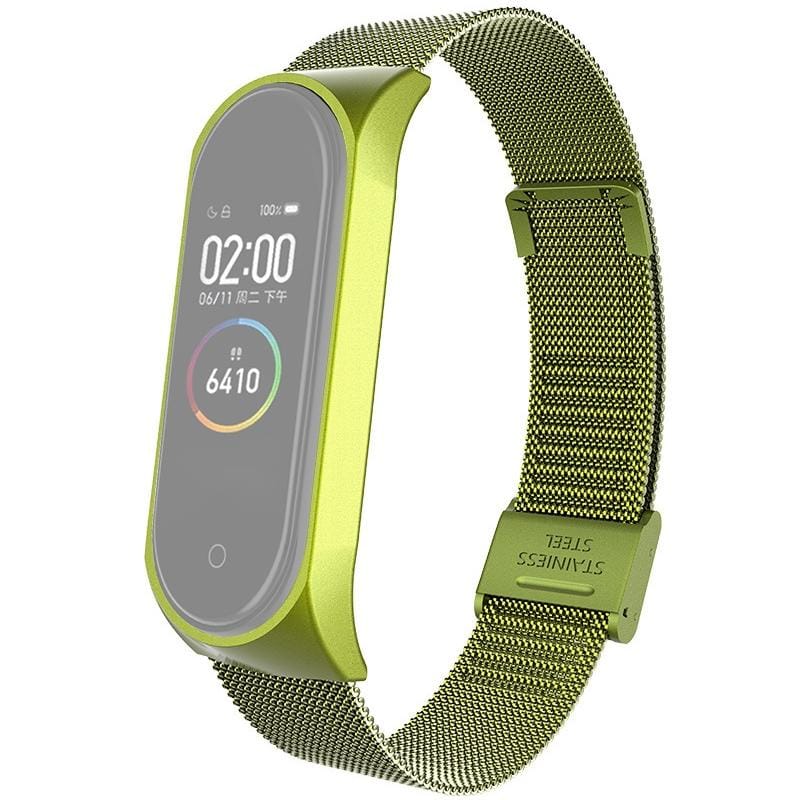 For Xiaomi Mi Band 4 / 3 Milanese Metal Replacement Strap Watchband, Color:Green