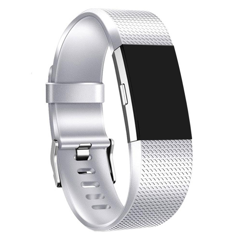 For FITBIT Charge 2 Checkered Metal Watch Band (Silver)