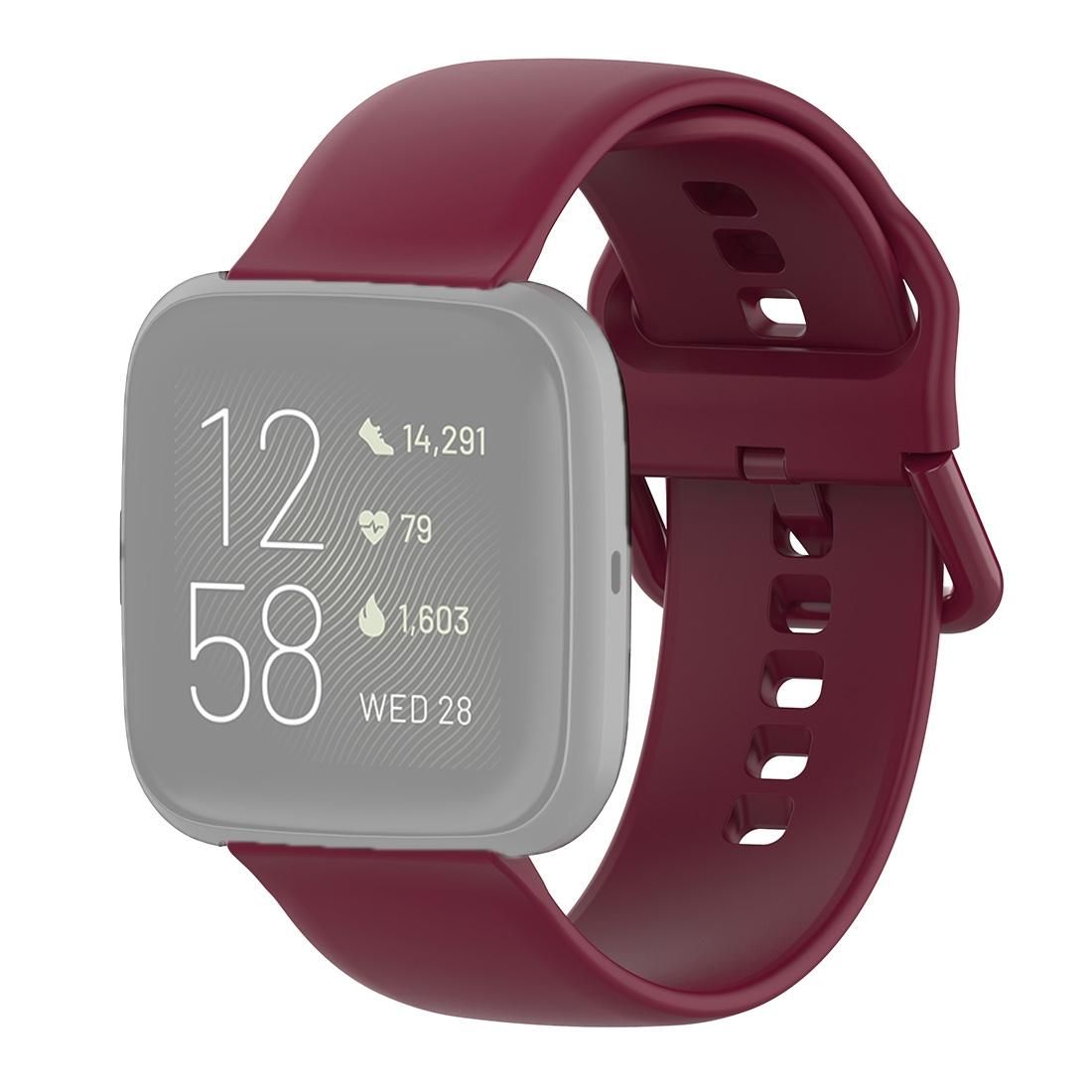 23mm Color Buckle Silicone Wrist Strap Watch Band for Fitbit Versa 2 / Versa / Versa Lite / Blaze, Size: S (Wine Red)