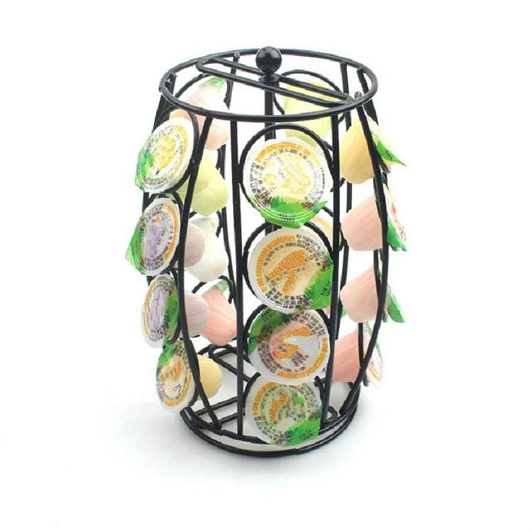 Spray Paint Rotating Coffee Capsule and Display Rack Storage Self-pickup Storage Rack (Black)