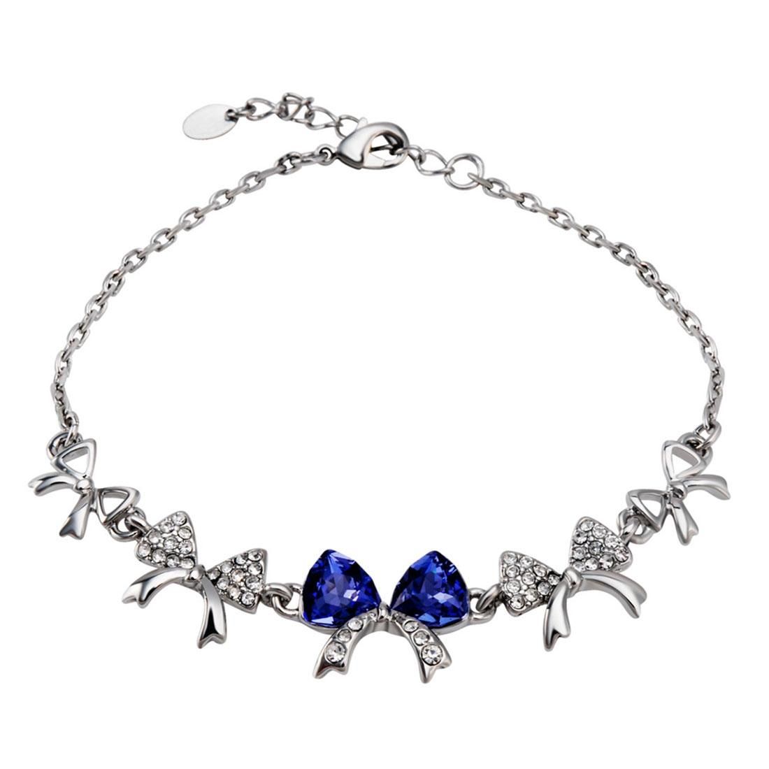 Fashion Bowknot Style Crystal Bracelet for Female, Chain Length: 20cm