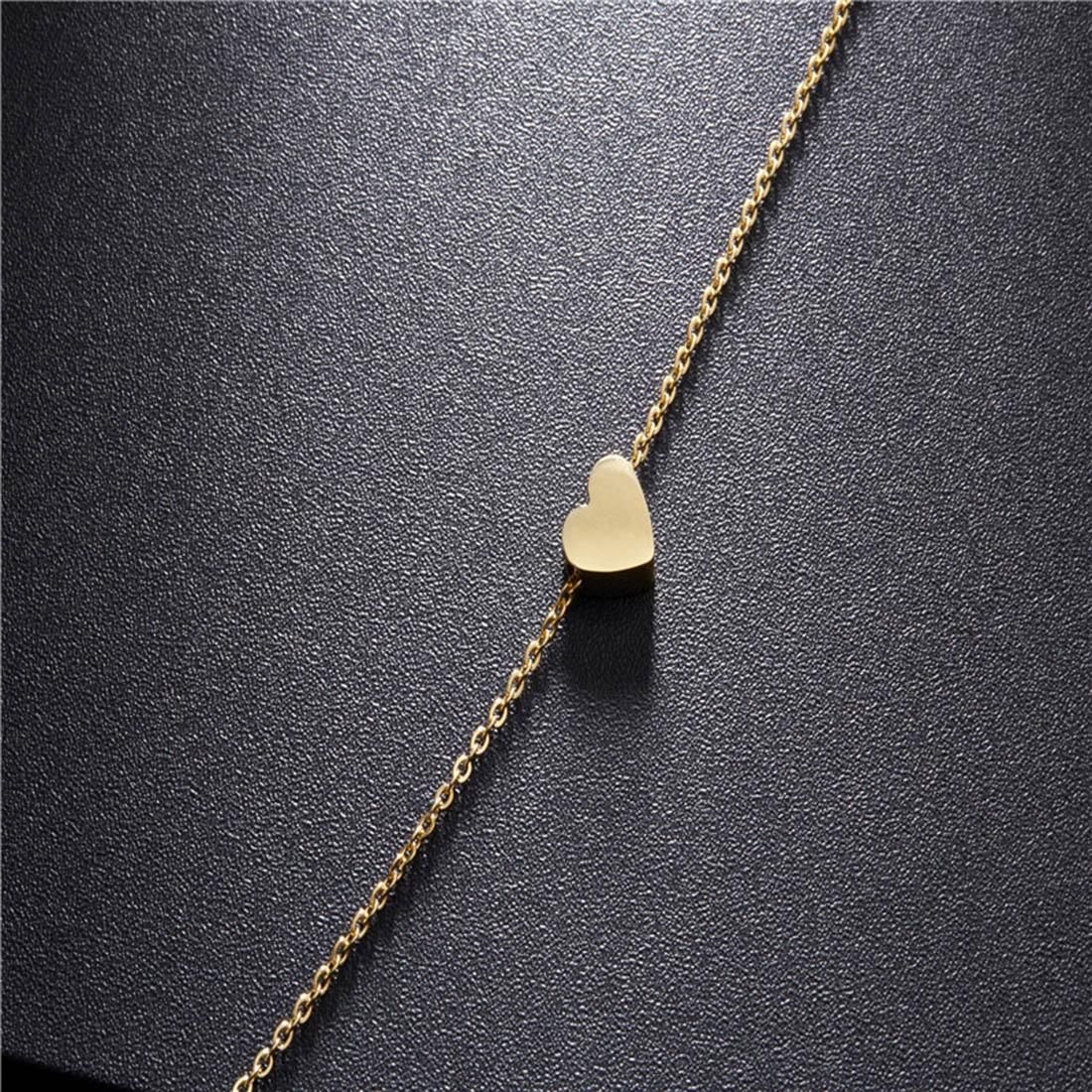 Women Fashion Jewelry Titanium Steel Heart Pendant Chain Necklace, Chain Length: 45cm (Gold)