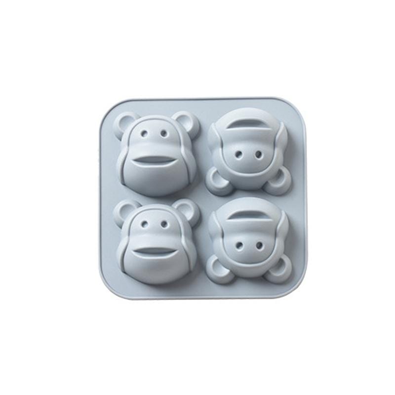 6 PCS Little Monkey Silicone Ice Cube Rice Cake Mold Cartoon Cake Baby Food Supplement Baking Mold (Grey Blue)