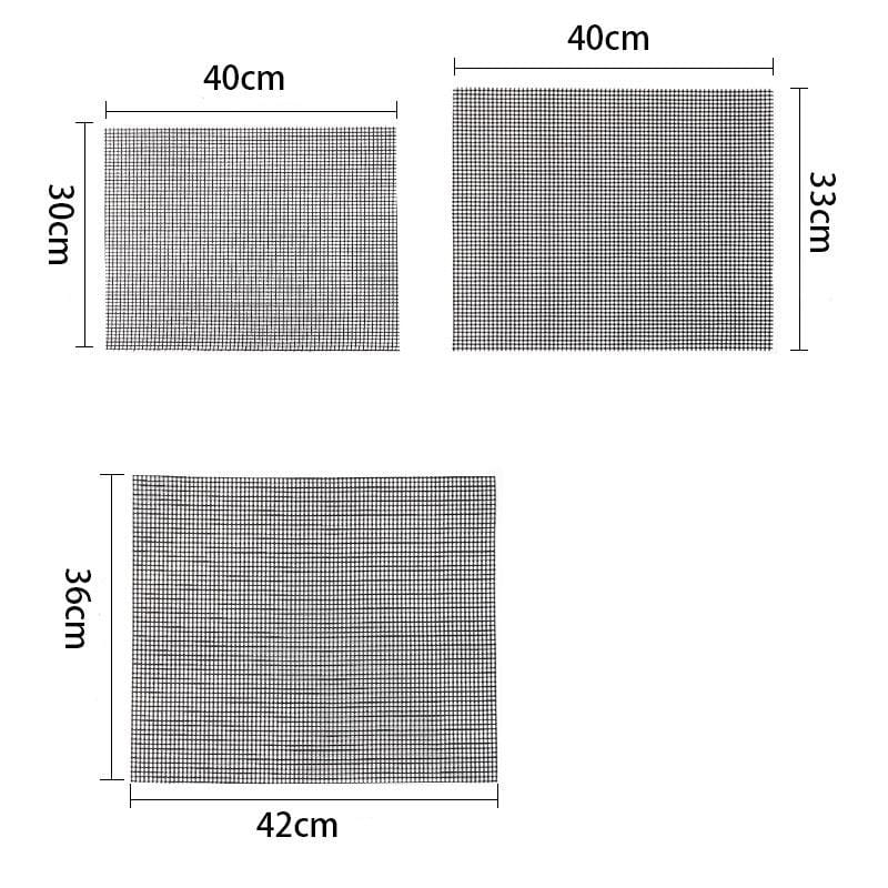 3 PCS Non-Stick Grid Sheet Teflon Barbecue Mat Grill Grid Mat, Size:36x42 cm (Brown)