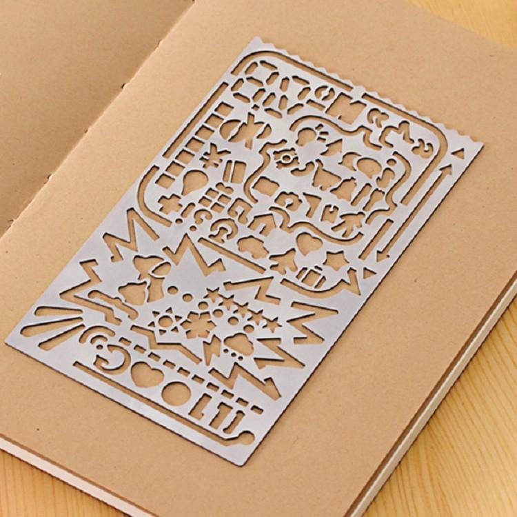 Multifunctional Stainless Steel Hollow Diary Template Ruler, Size:13.8�6.8cm (Style 3)