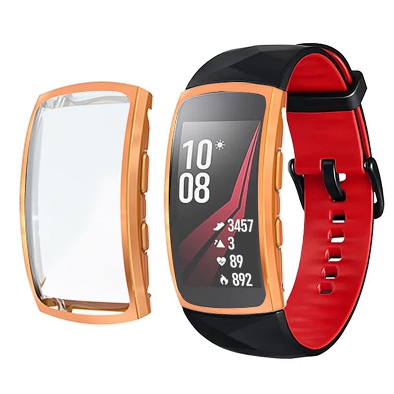 For Samsung Gear Fit 2 Pro Full Coverage Plating TPU Watch Case (Rose Gold)