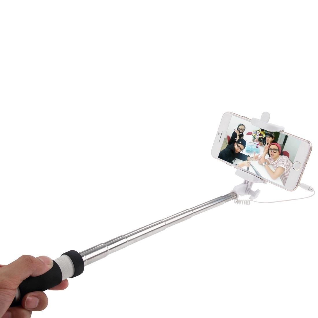Mini Wire Controlled Selfie Stick Monopod Folding Extendable Pocket Handheld Holder for iOS & Android Phone, Folded Length: 13.5cm, Max Extension Length: 48.0cm (Green)