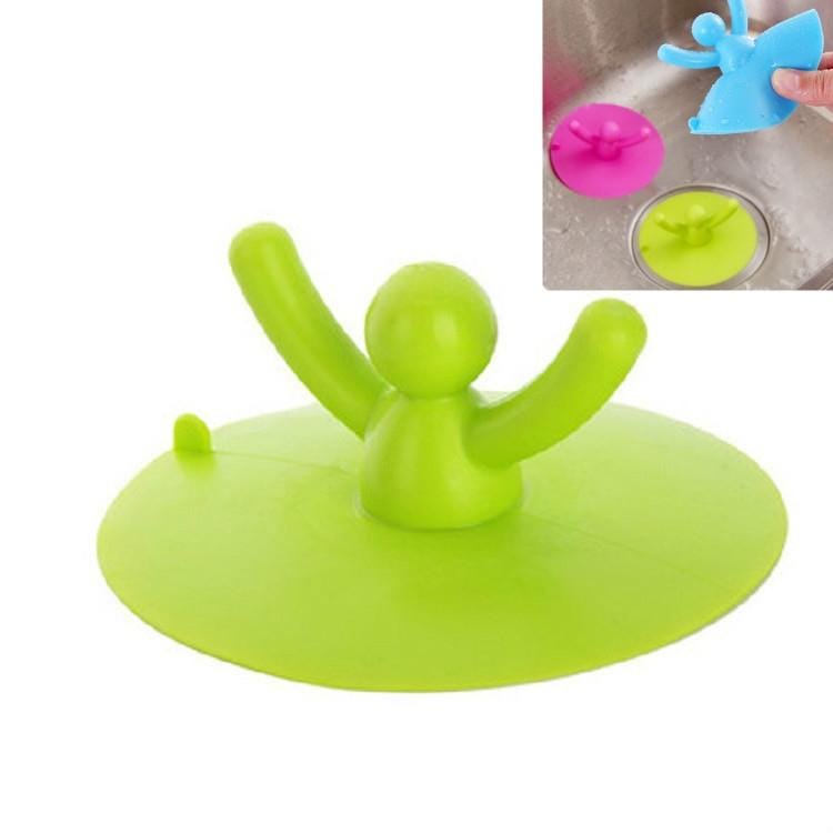 10 PCS Cartoon Cute Little People Shape Pool Water Stopper Silicone Floor Drain Cover Kitchen Anti-odor Sewer Cover (Green)