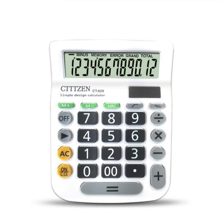 CT628 Color Button Calculator Mini Portable 12-bit Office Dual Power Calculator