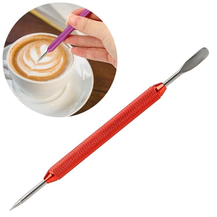 Fancy Coffee Pull Flower Needle Stainless Steel Carved Rod Crochet Flower Needle (Red)