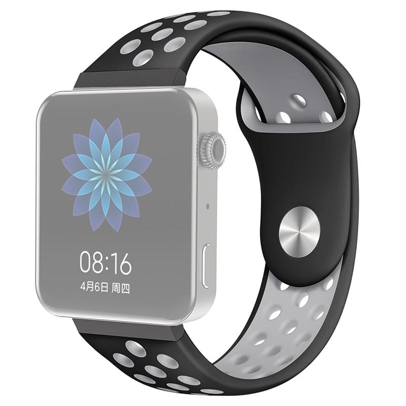 For Xiaomi Smart Watch Standard / Pride Version 18mm Two-color Silicone Replacement Strap Watchband (Black Grey)