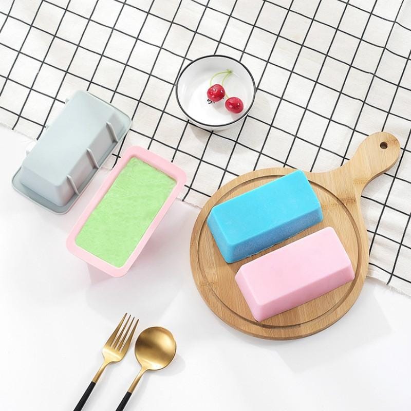 6 PCS Cake Silicone Toast Bread Mold Rectangular Ice Tray Mold (Pink)