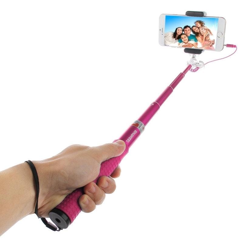 HAWEEL Wire Control Extendable Handheld Selfie Monopod with Tripod Holder & Clamp Mount for iPhone 6 & 6 Plus / Samsung / HTC, Max Length: 81cm (Magenta)