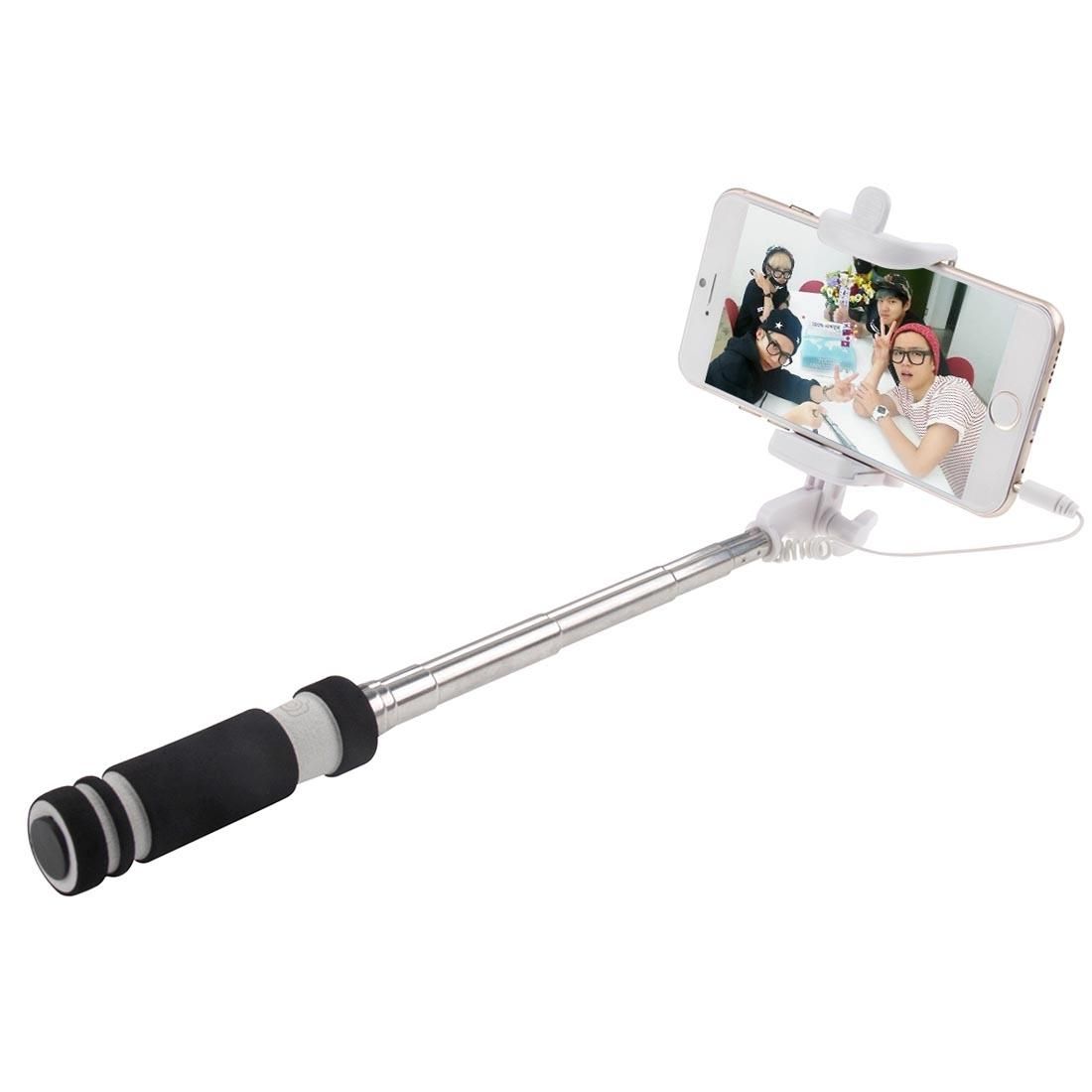 Mini Wire Controlled Selfie Stick Monopod Folding Extendable Pocket Handheld Holder for iOS & Android Phone, Folded Length: 13.5cm, Max Extension Length: 48.0cm (Green)