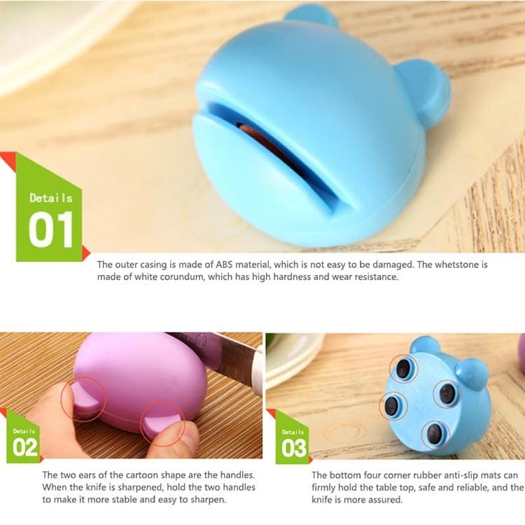 2 PCS  Multifunction Cartoon Design Knife Sharpener (Pink)