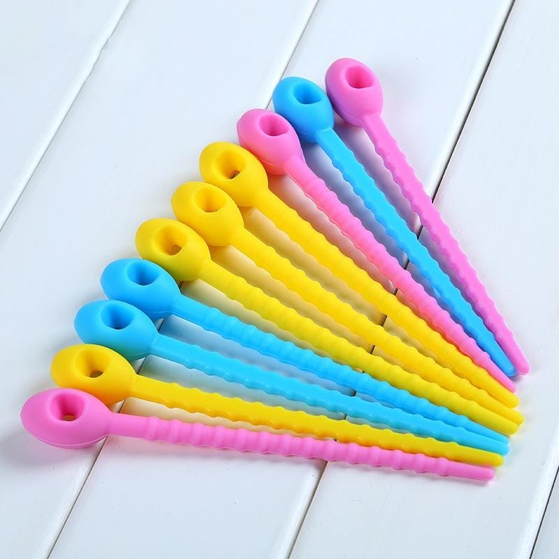 10 PCS Multifunctional Silicone Cable Tie Multi-use Bag Clip Food Saver, Random Color Delivery