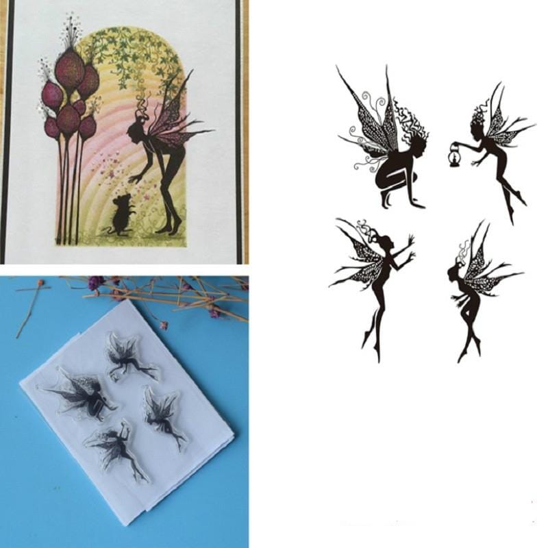Creative Retro Hand Account Transparent Seal DIY Student Manual Decoration Material, Style:Four Elves