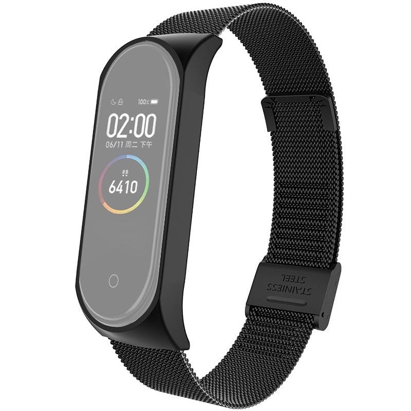 For Xiaomi Mi Band 4 / 3 Milanese Metal Replacement Strap Watchband, Color:Black