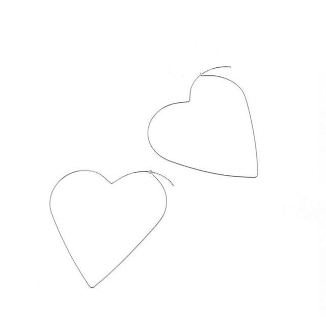 Personality Exaggerated Hollow Drop Earrings (Heart Silver)