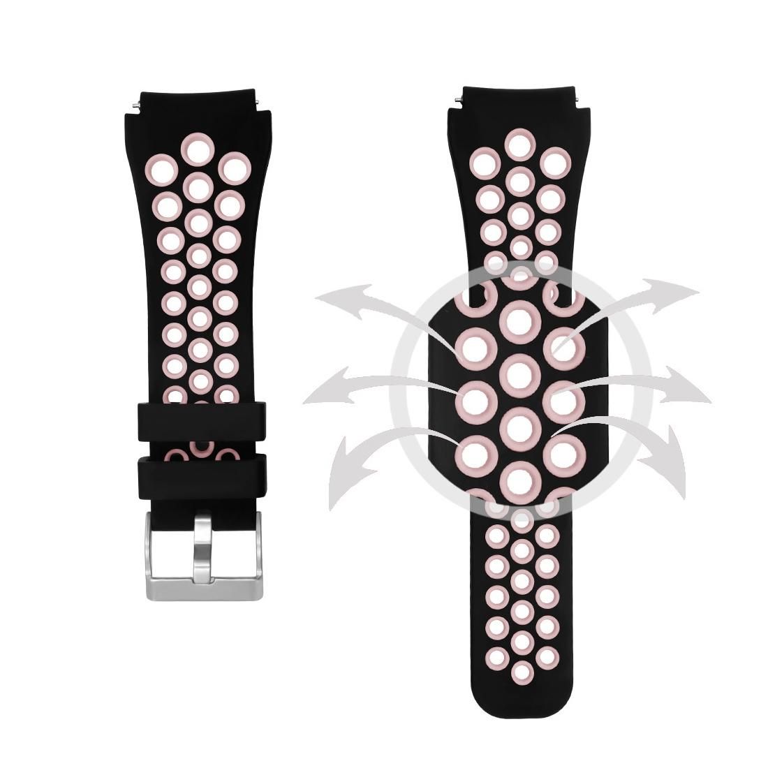 For Gear S3 Classic / Frontier Smart Watch Double Color Silicone Replacement Strap Watchband (Black Red)