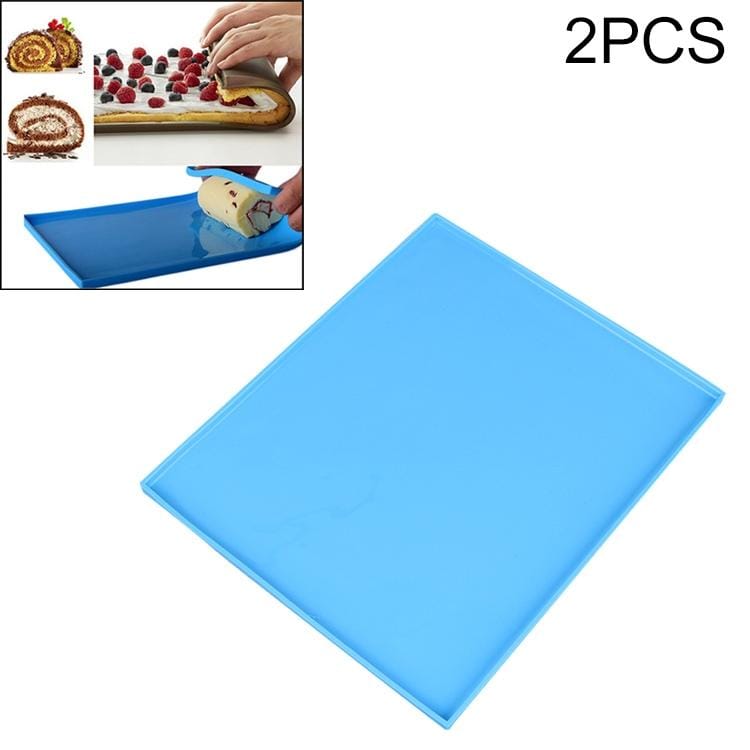 2 PCS Non-stick Cake Pad Swiss Roll Pad Baking Tools For Cakes Silicone Mat (Blue)