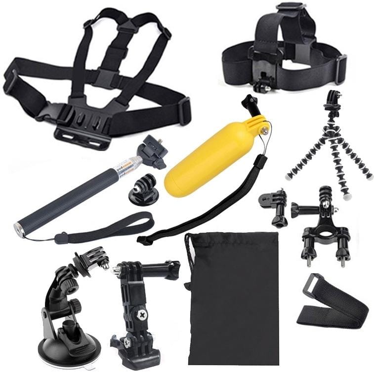 YKD-102 11 in 1 Chest Belt Head + Hand Mount Strap + Floating Bobber Monopod Set for GoPro NEW HERO /HERO7 /6 /5 /4 /3+ /3 /2 /1 / SJ4000