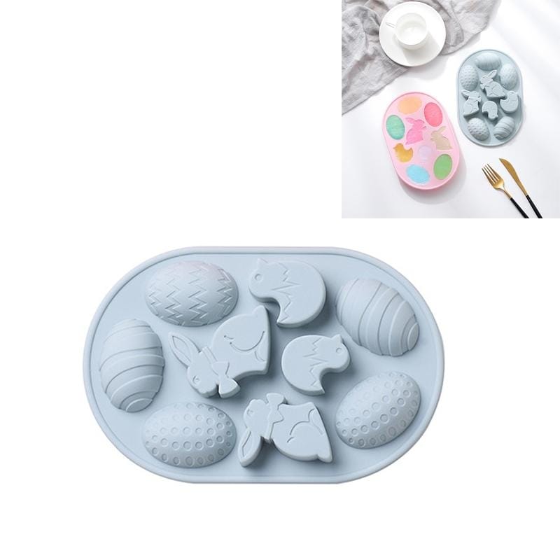 4 PCS Little Rabbit Egg Shape Making Ice Tray Silicone Mold Baking Epoxy Mold (Blue)