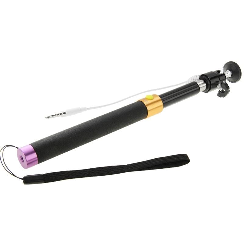Portable Wire Controlled Selfie Stick Monopod Extendable Handheld Holder, Max Length: 1m (Dark Blue)