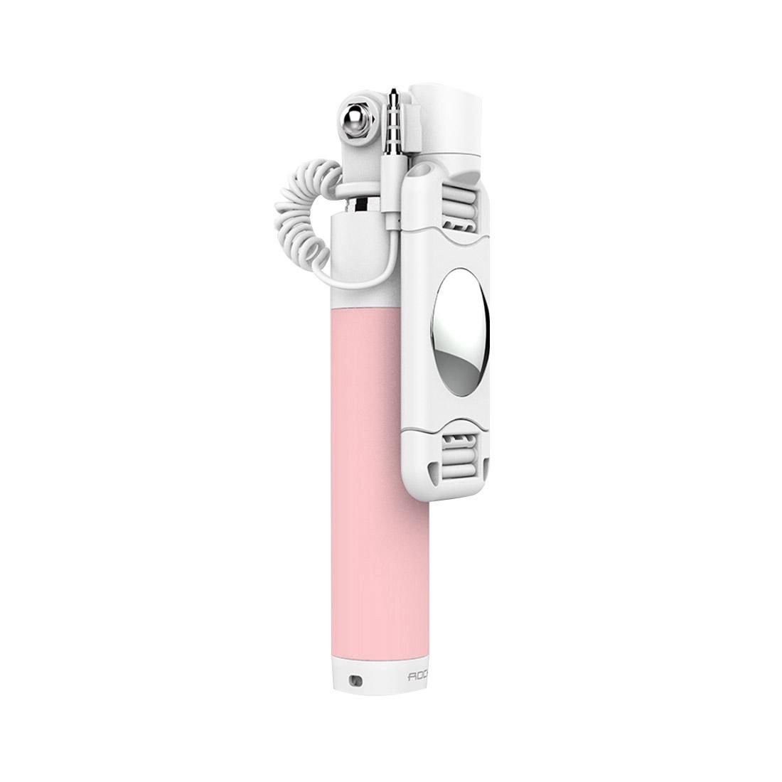 ROCK Mini Wire Controlled Monopod Folding Extendable Handheld Pocket Holder Selfie Stick, For iPhone, Samsung, HTC, LG, Sony, Huawei, Lenovo, Xiaomi and other Smartphones (Pink)