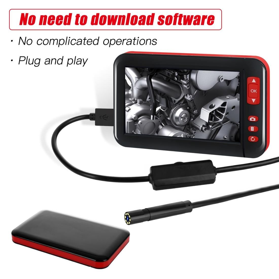 F200 4.3 Inch Screen Display HD1080P Snake Tube Inspection Endoscope with 8 LEDs, Length: 2m, Lens Diameter: 8mm, Mild Line