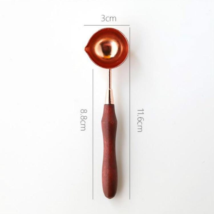 Wooden Handle Brass Seal Wax Spoon Tool Melting Sealing Wax Hand Account Stainless Steel Fire Paint Spoon, Color:Rose Gold Spoon
