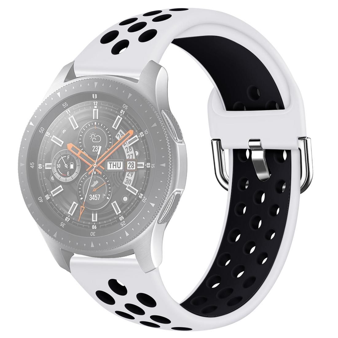 For Galaxy Watch 46 / S3 / Huawei Watch GT 1 / 2 22mm Smart Watch Silicone Double Color Wrist Strap Watchband, Size:S (White Black)