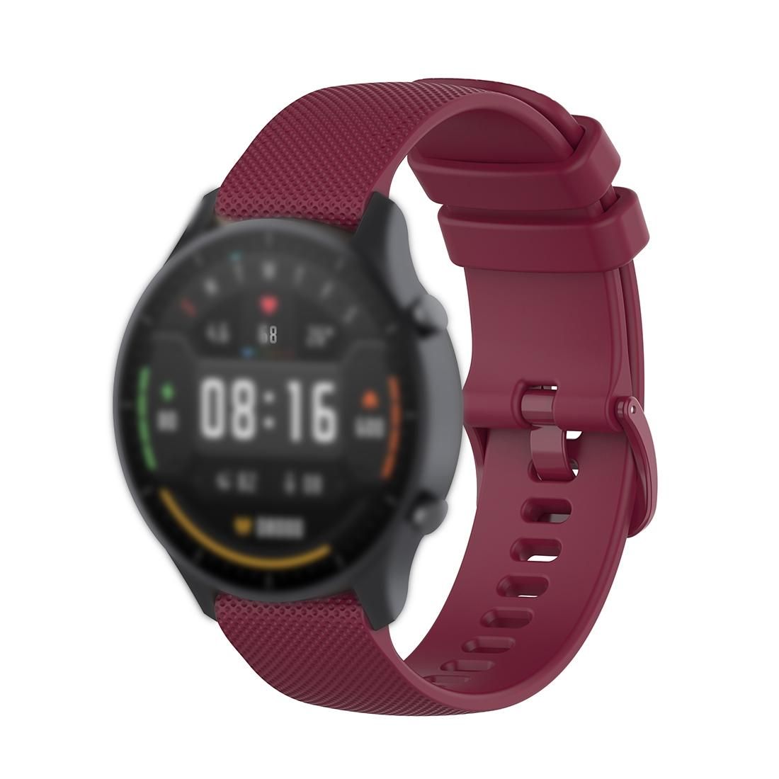 For Xiaomi Watch Color 22mm Small Plaid Texture Silicone Wrist Strap Watchband (Wine Red)