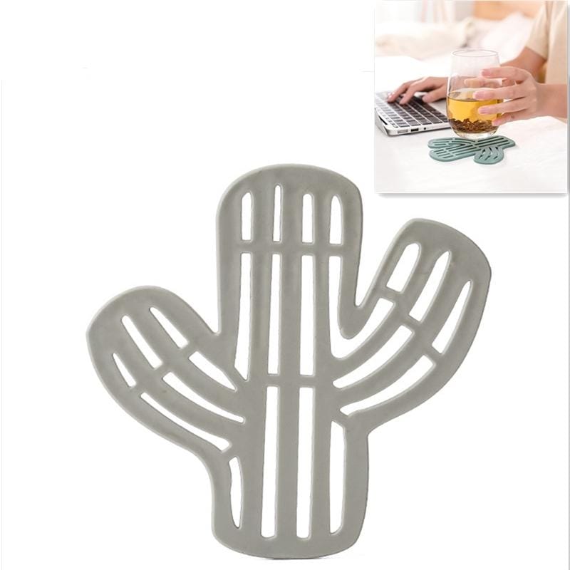 2 PCS Cactus Shape Anti-Scalding Tea Coaster Creative Home Non-Slip Insulation Pad Water Cup Bowl Mat (Olive Green)