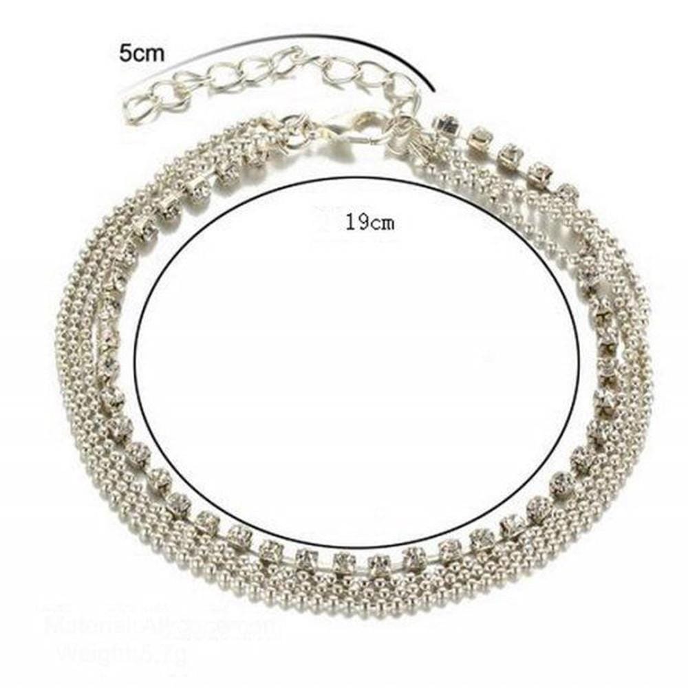 Chain Anklet On The Leg Foot Bracelet Women Simple Slim Adjustable Wire Ankle Summer Beach Jewellery (Silver)