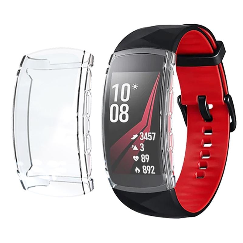 For Samsung Gear Fit 2 Pro Full Coverage Plating TPU Watch Case (Transparent)