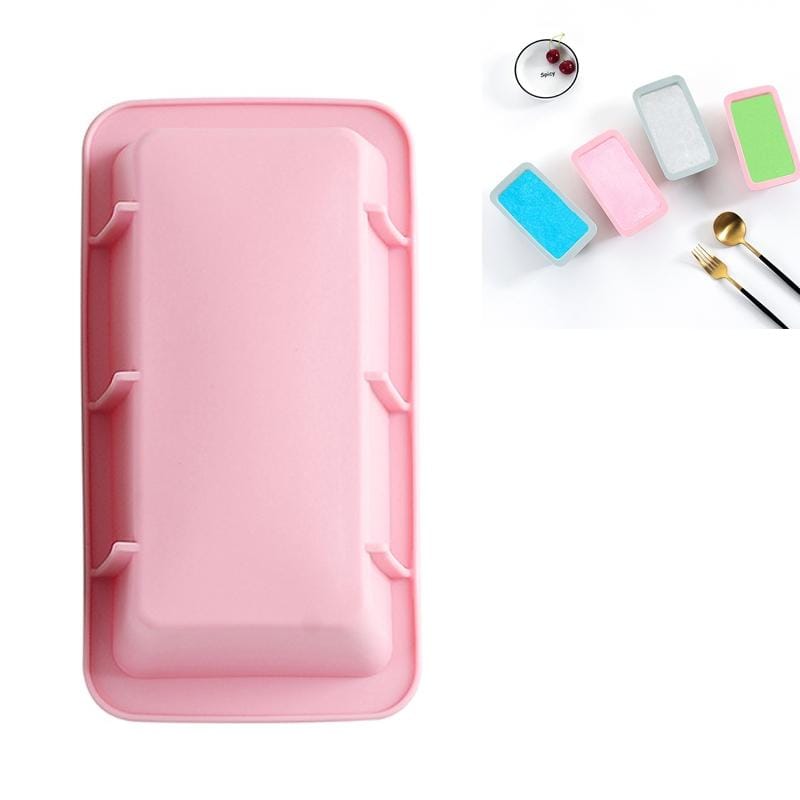 6 PCS Cake Silicone Toast Bread Mold Rectangular Ice Tray Mold (Pink)