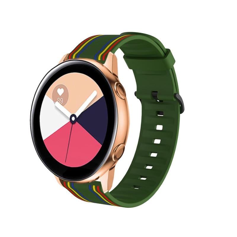 20mm For Huami Amazfit GTS / Samsung Galaxy Watch Active 2 / Huawei Watch GT2 42MM Striped Silicone Strap (Army Green)