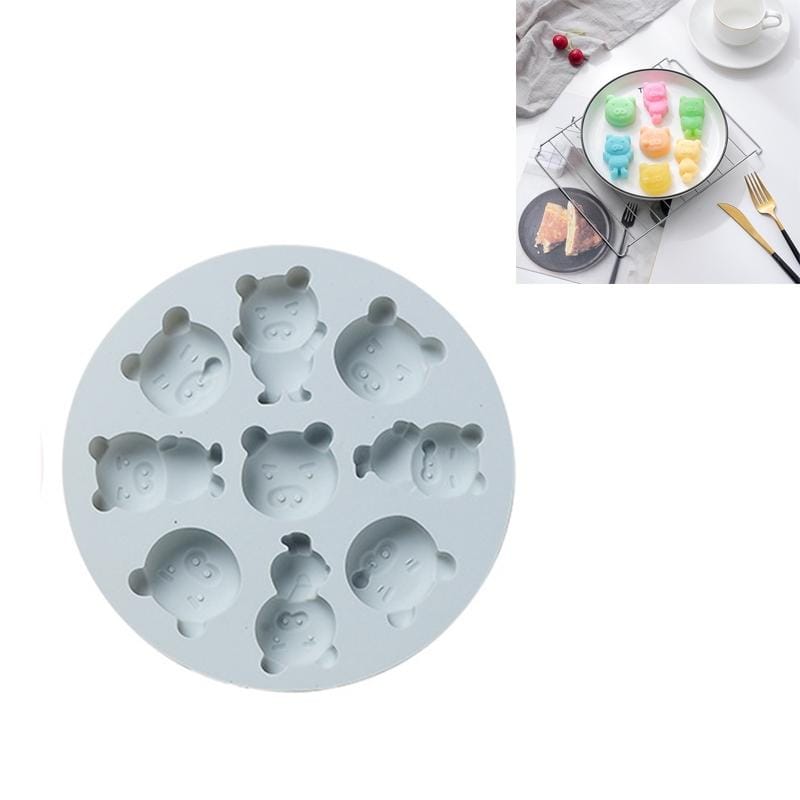 4 PCS Little Pig Shape Rice Cake Mold Cartoon Household Silicone Candy Cake Baking Steaming Mold Ice Tray (Blue)