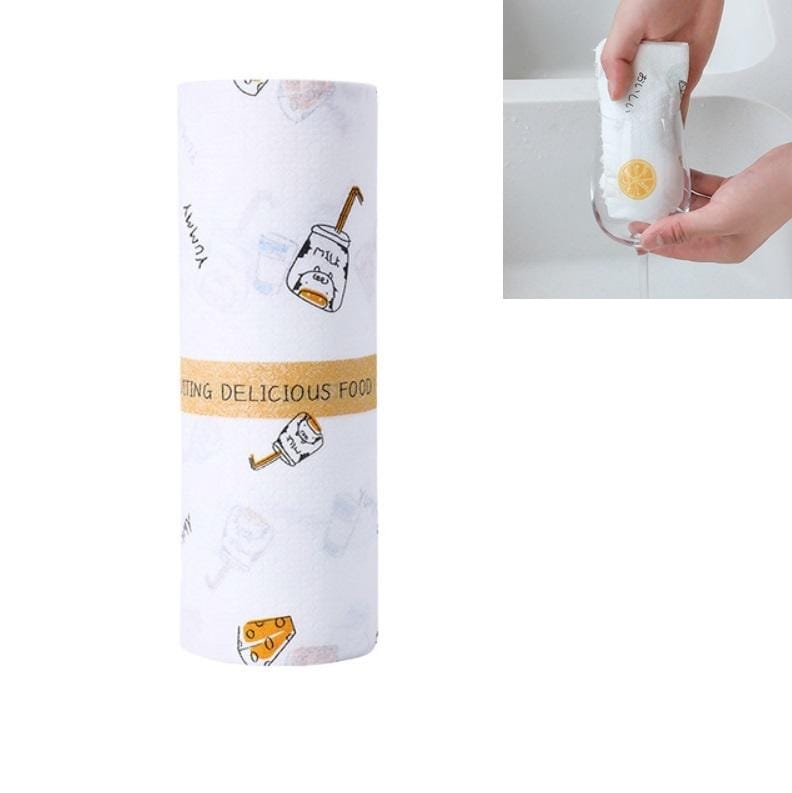 3 PCS Lazy Non-oily Kitchen Non-woven Wet Dry Disposable Wipes (Milk)