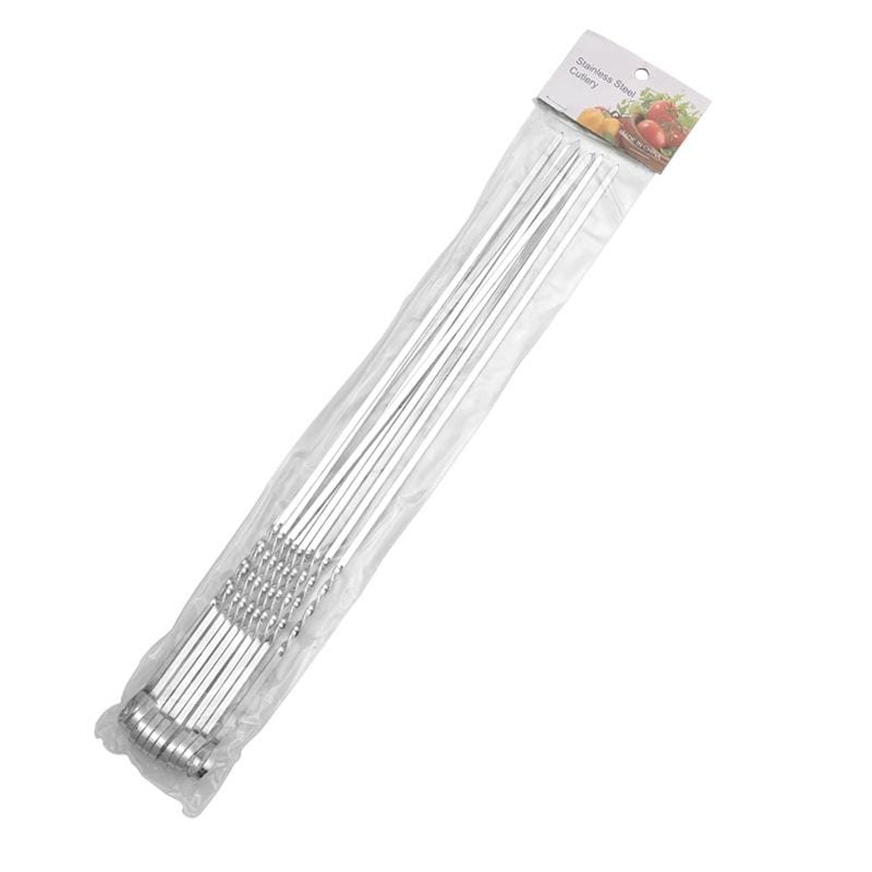 3 Sets Metal Square Flat Barbecue Stick BBQ Skewers
