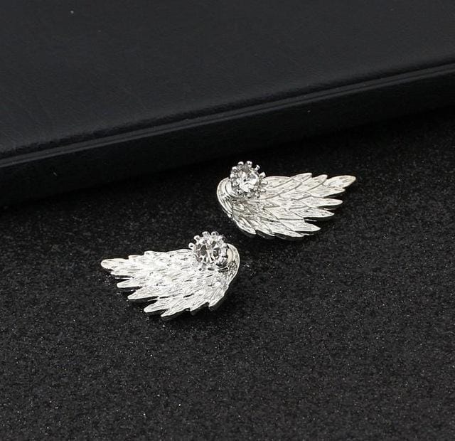 Jewelry Earrings Gothic Cool Angel Wing Rhinestones Alloy Earrings For Women (Silver)