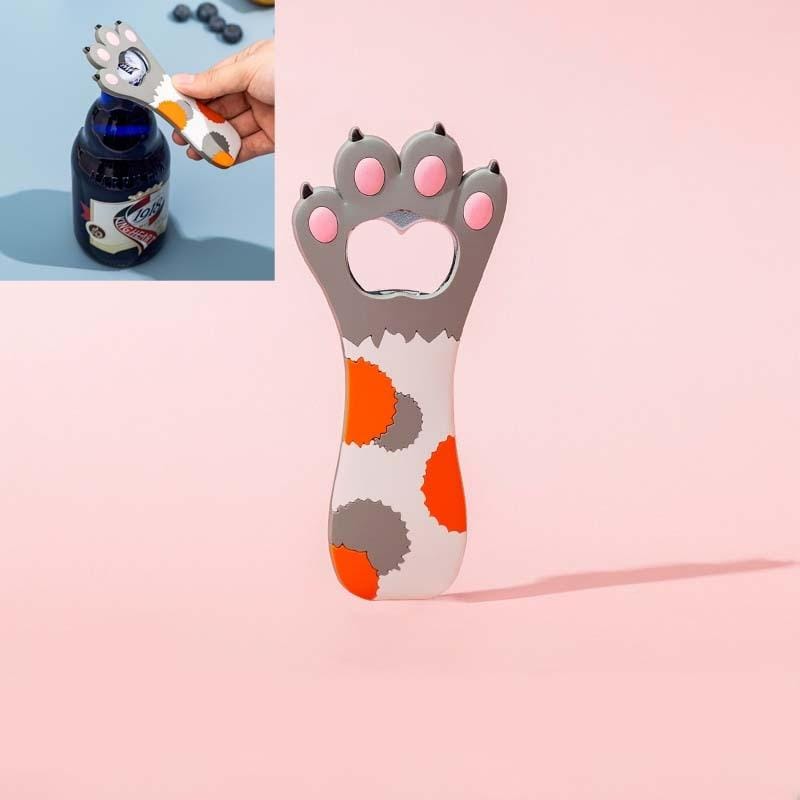 Cat Claw Personalized Beer Bottle Opener Cartoon Magnetic Fridge Magnet (Gray)