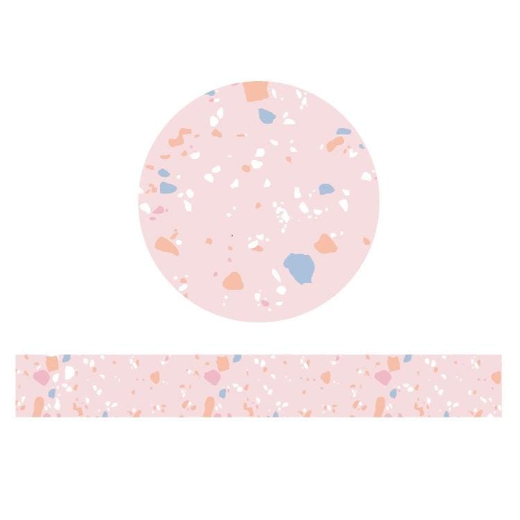 2 PCS Paper Tape Terrazzo Series Diary DIY  Decorative Stickers (Pink ink)