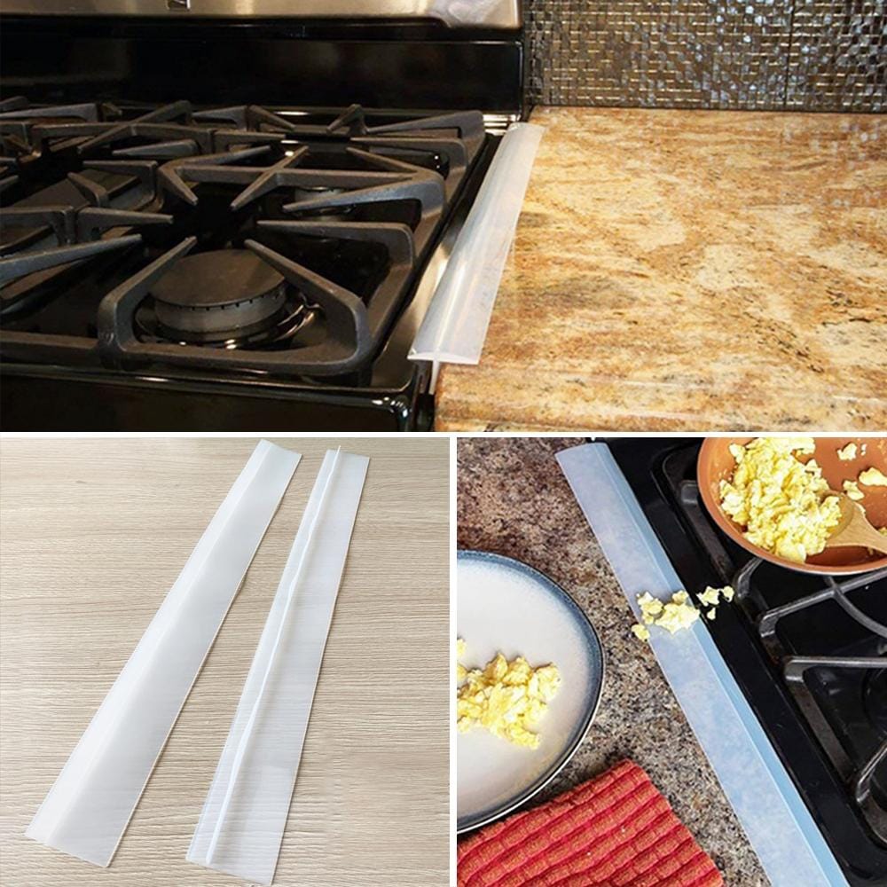 2 PCS 25 inches Gas Stove Slit Strip Antifouling Dustproof Waterproof Kitchen Sealing Strip (Transparent)