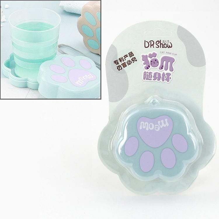 Creative Cat Paw Shape Foldable Cup Portable Travel Water Drinking Cup Mini Telescopic Cup, Capacity: 120ml (Blue)